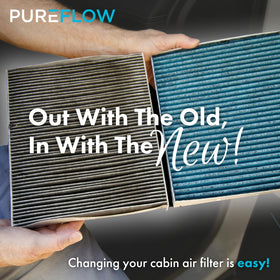 Premium Guard PUREFLOW with trapped dust sample showing effective particle capture benefit