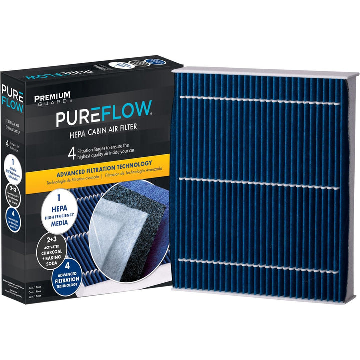 Premium Guard PUREFLOW front packaging showing model and fitment for Ford