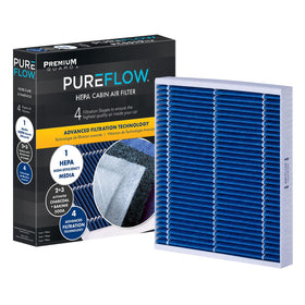 Premium Guard PUREFLOW front packaging showing branded filter and fitment benefit