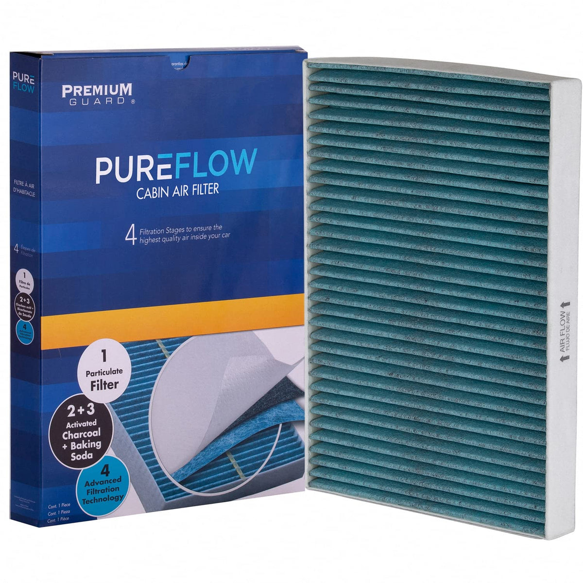 Premium Guard PUREFLOW front packaging showing product and fitment details for convenience