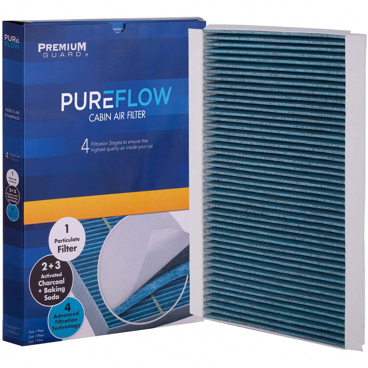 Premium Guard PUREFLOW front packaging showing filter and benefits