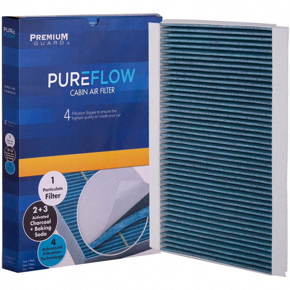 Premium Guard PUREFLOW front packaging showing filter and benefits