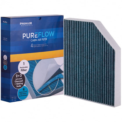Premium Guard PUREFLOW front view showing clean pleats and direct-fit design benefit