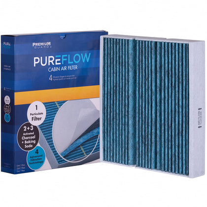 Premium Guard PUREFLOW front view showing full filter and fit for Mercedes, improving cabin air