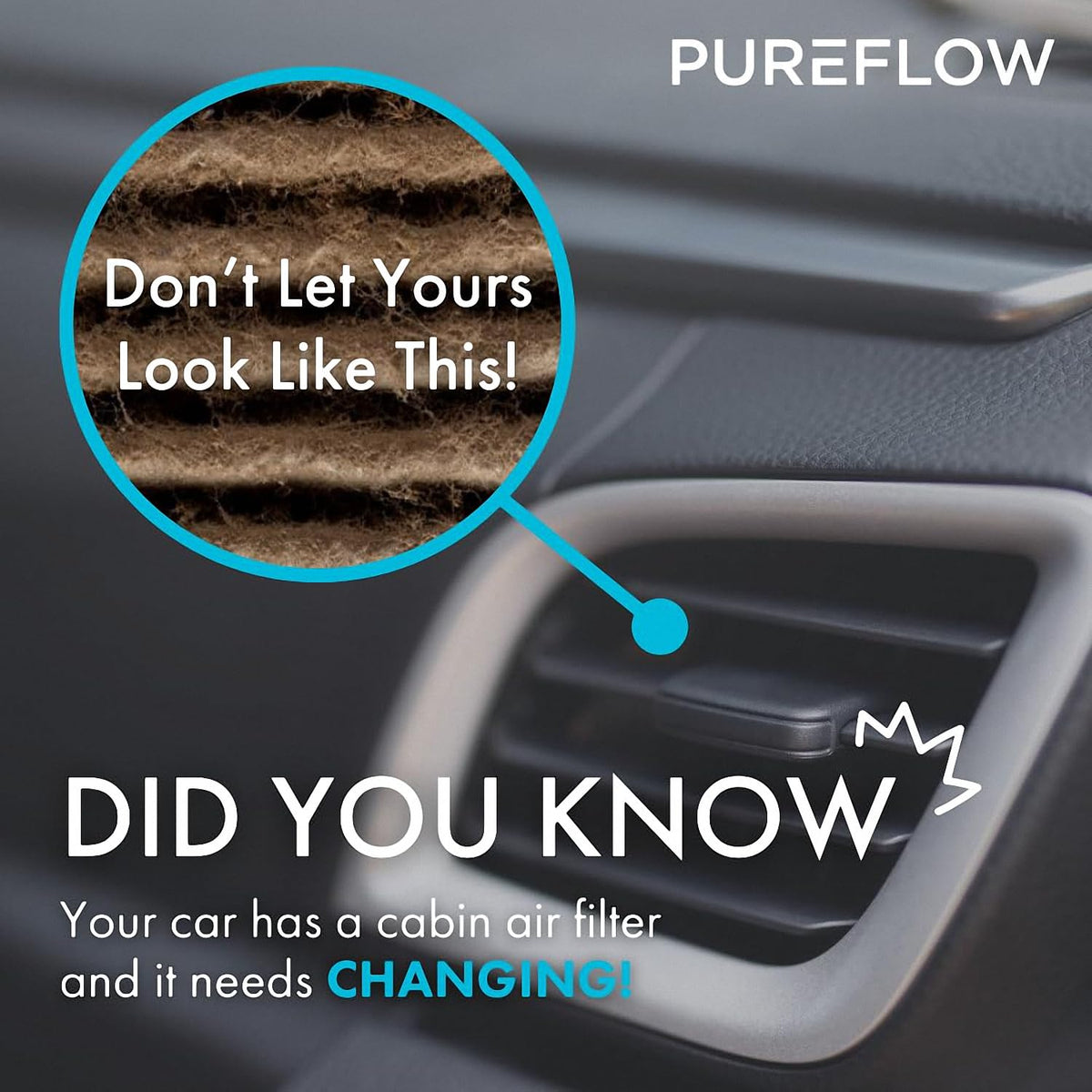 Premium Guard PUREFLOW in truck cabin illustrating fresher in-cabin air