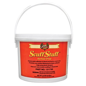 Presta Scuff Stuff being wiped on car panel to remove wax and road film for better bonding