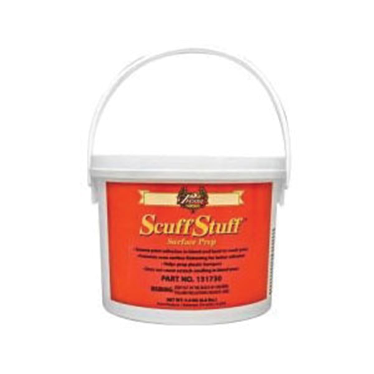Presta Scuff Stuff tub front label showing product name and weight benefits adhesion