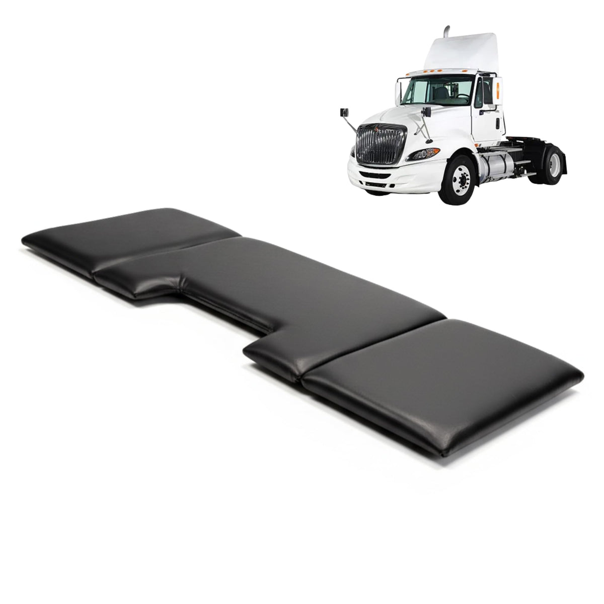 Presto Day Bed front view in cab showing compact setup and added comfort