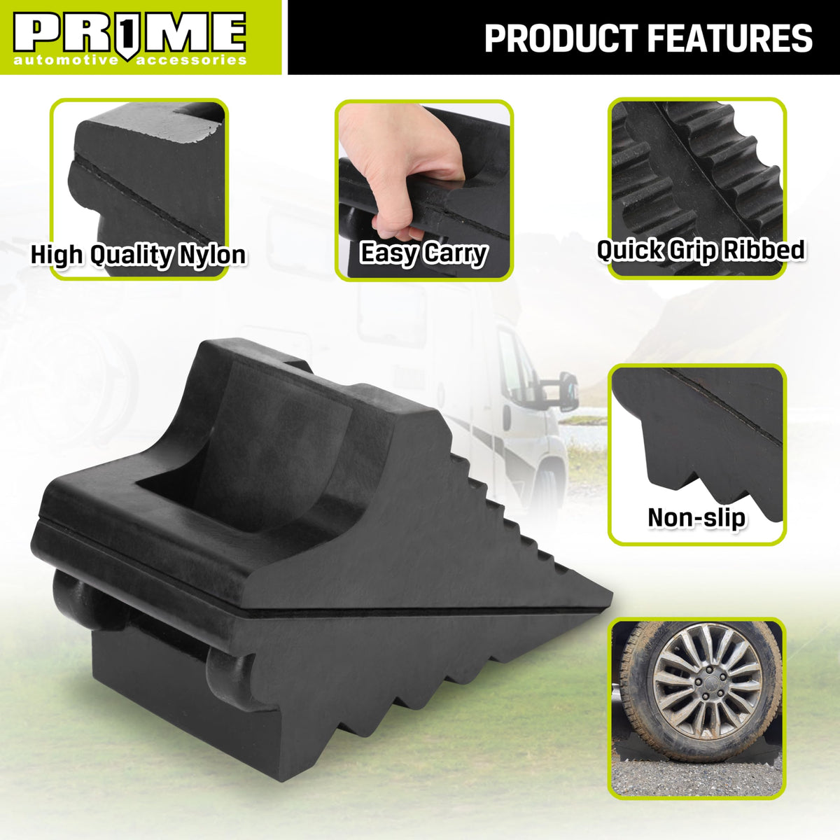 Prime 1 close-up of textured rubber surface offering enhanced traction