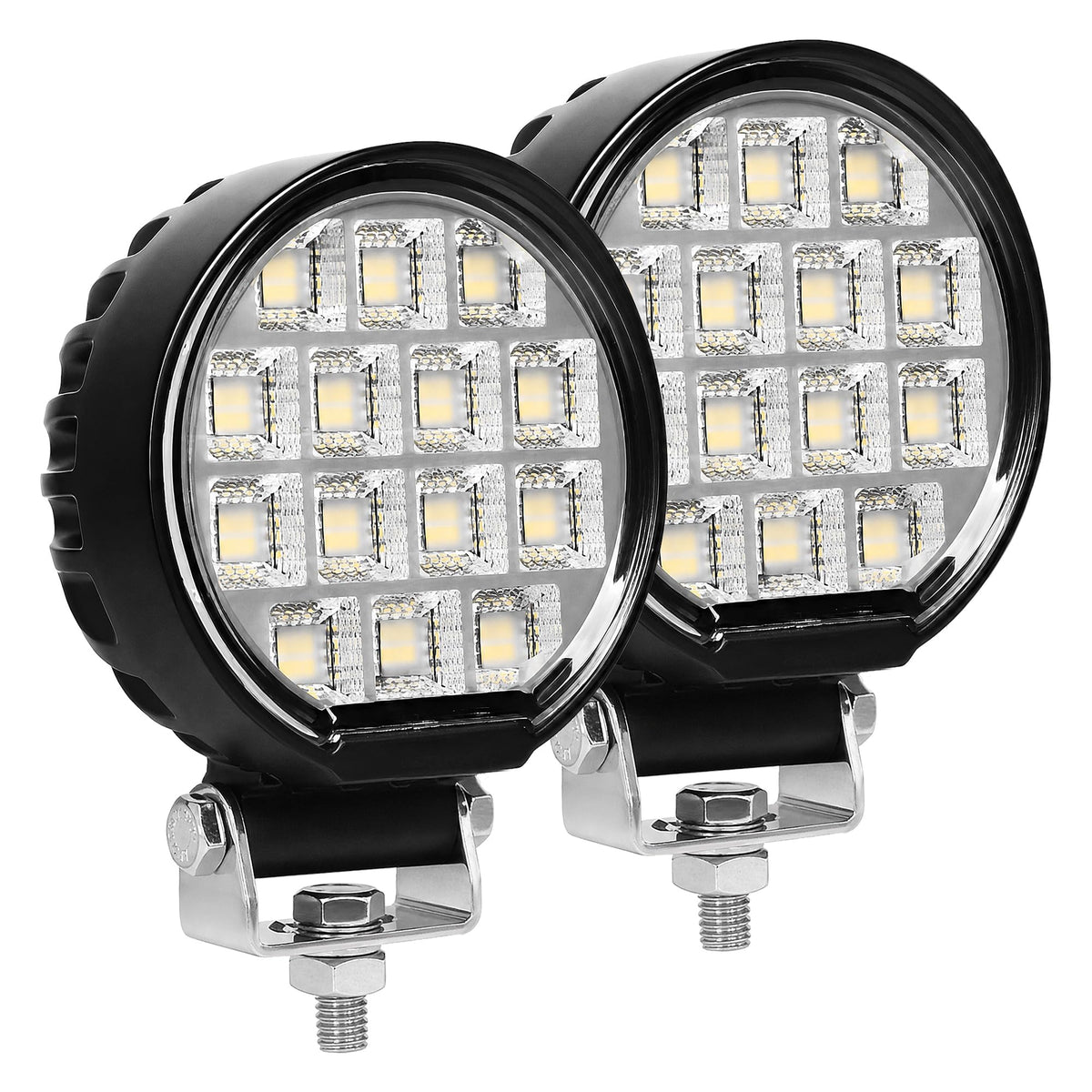 Primelux front view of paired lights showing rugged housing and bright output benefit