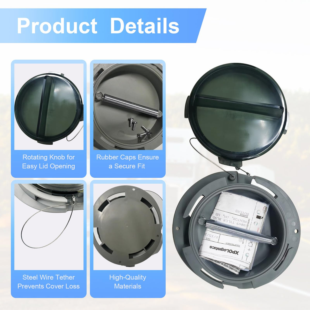 PRINIC open holder with wire attached demonstrating easy access and retained lid
