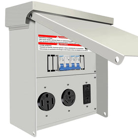 Prismora front panel view showing all three receptacles and benefits of organized access