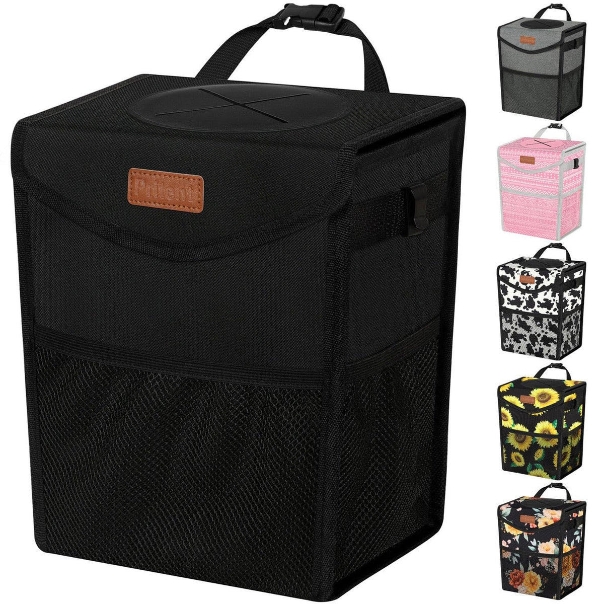Pritent front view with lid showing tidy concealed trash benefit