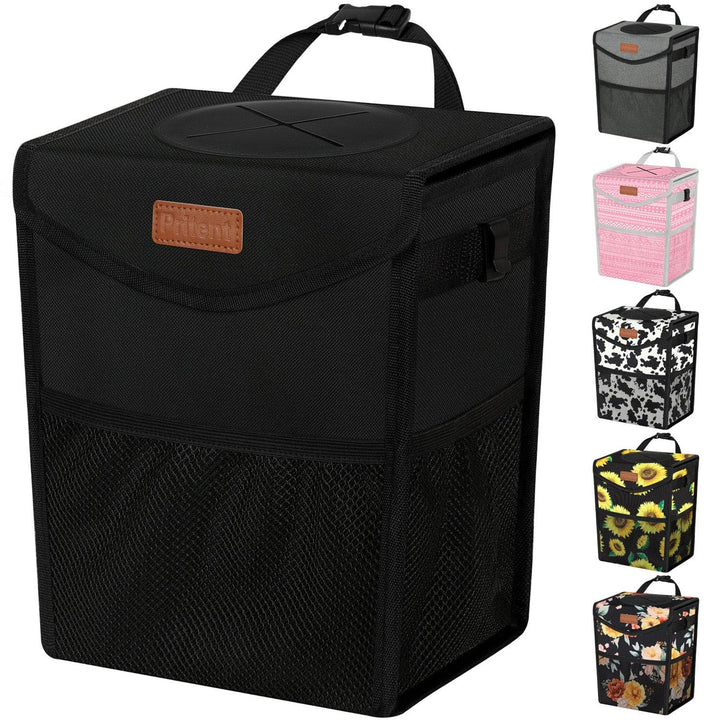 Pritent front view with lid showing tidy concealed trash benefit