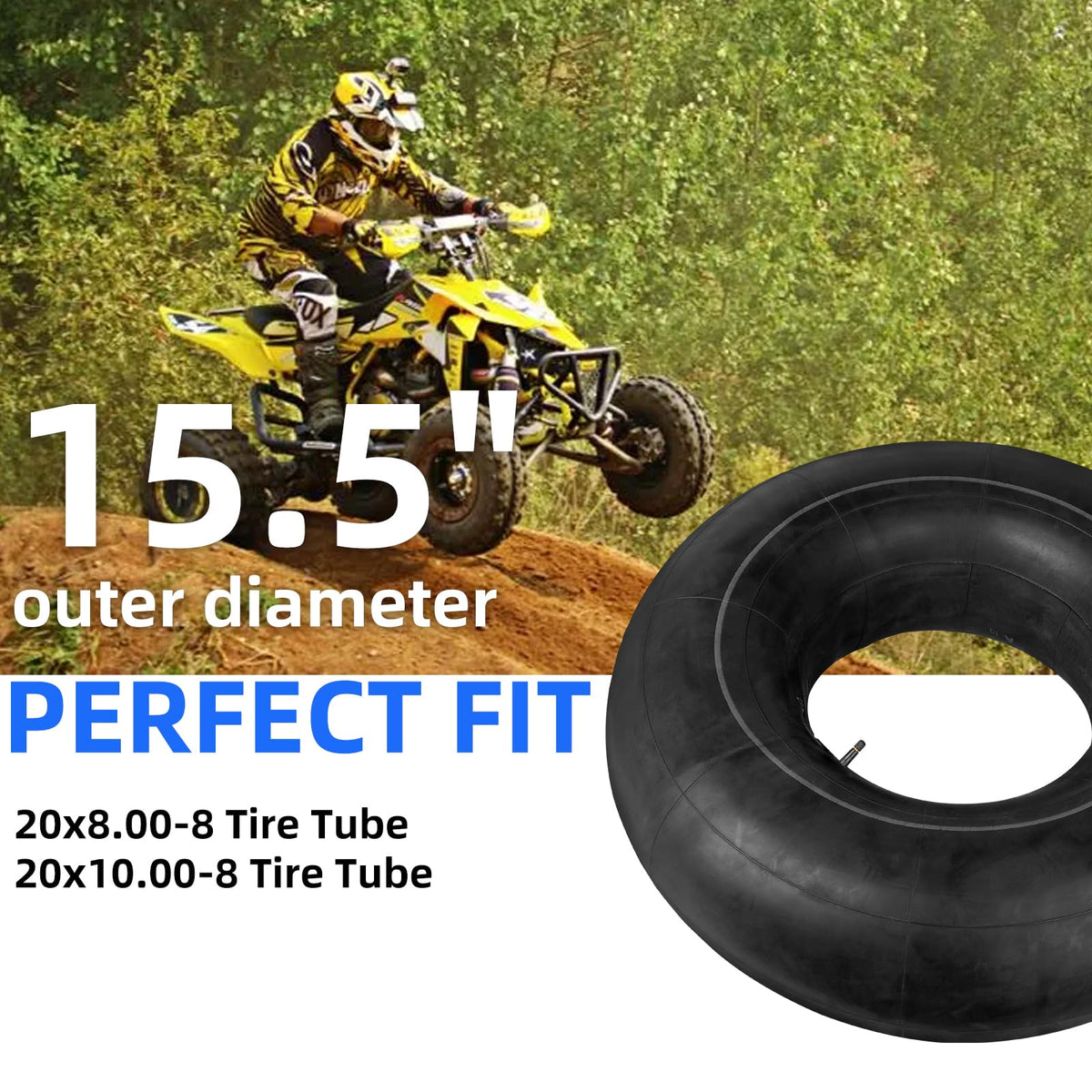 PRO CAKEN inner tube installed on a lawn mower wheel demonstrating quick repair