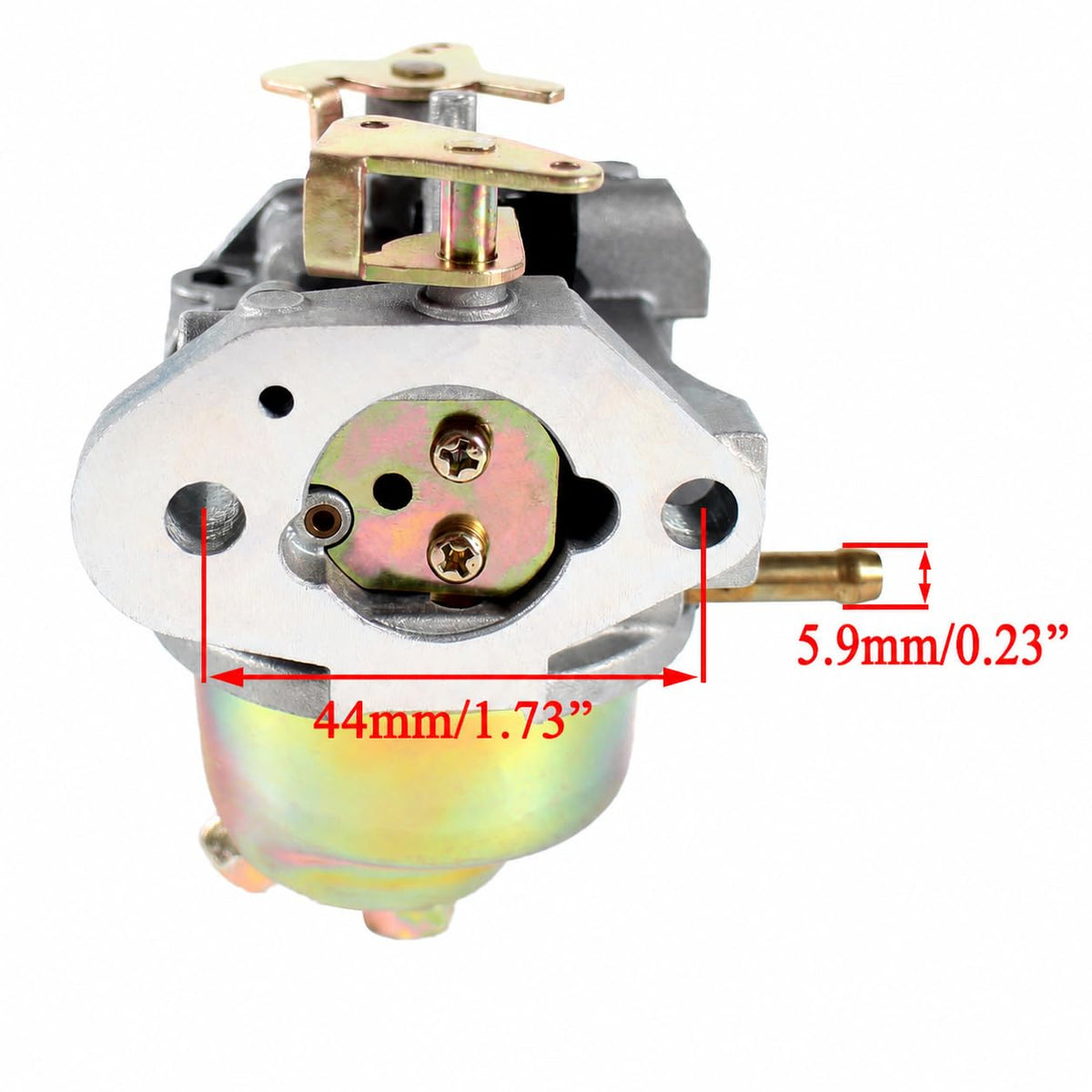 Pro Chaser carburetor next to ruler showing size and fit for common pressure washers