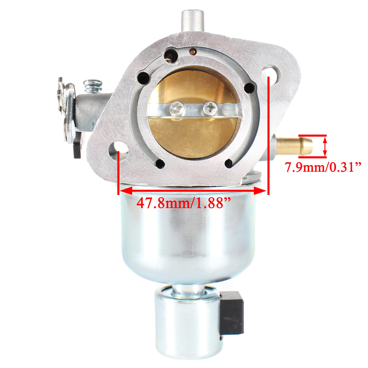 Pro Chaser carburetor top detail highlighting throttle bore and choke link for easy inspection