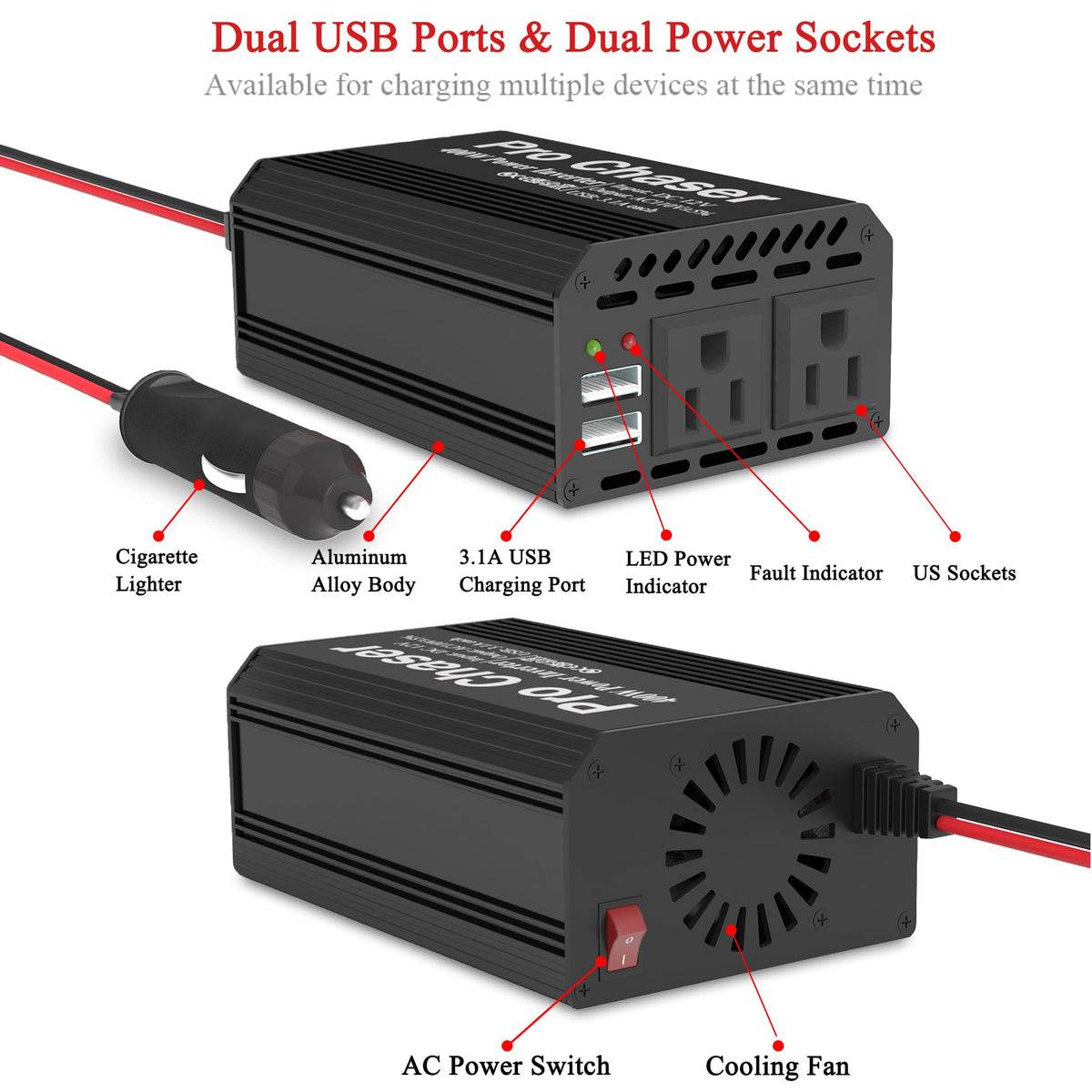 Pro Chaser placed next to a laptop to show compact size and portable power capability