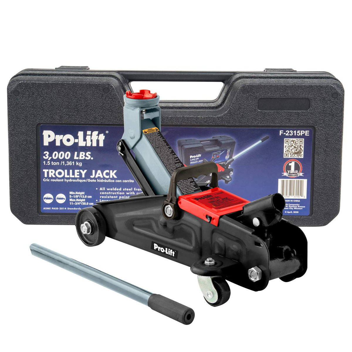 Pro-LifT front view showing jack profile and carrying handle for easy transport