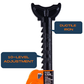 Pro-LifT PL3300 next to a floor jack for size comparison showing portability and fit