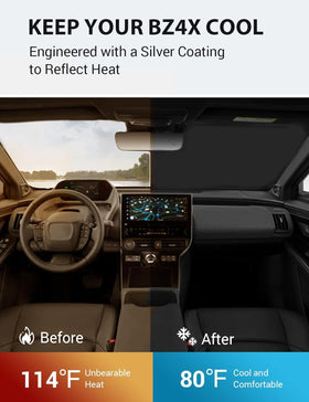 Proadsy shade installed in bZ4X windshield blocking sunlight effectively