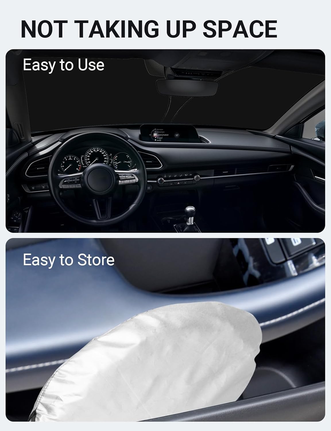 Proadsy in a sunny parking lot on CX-30 showing UV blocking and sun protection benefit