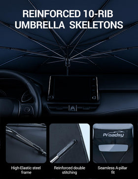 Proadsy folded shade in storage bag for compact easy in-car storage