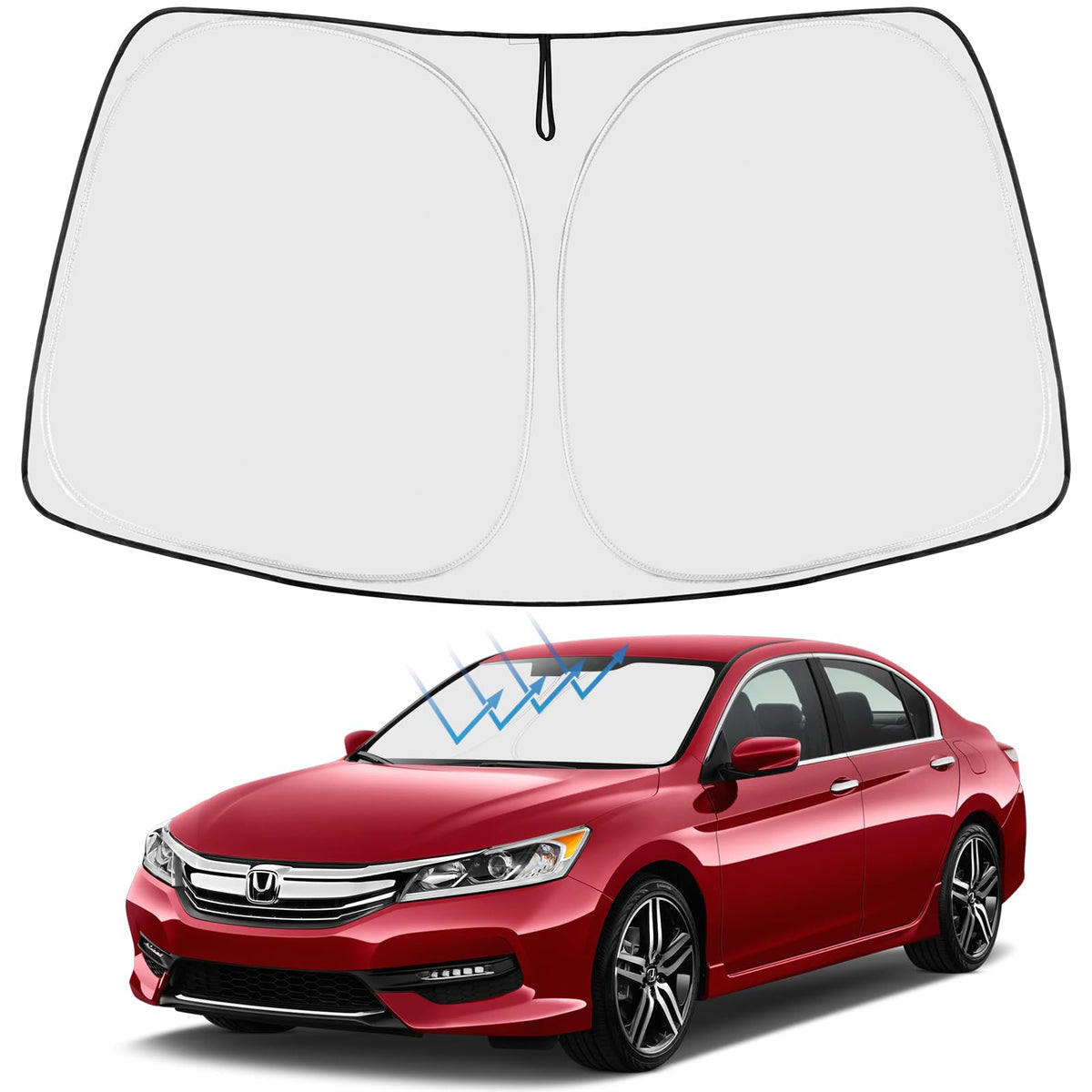 Proadsy front-fit shade shaped for 2014–2017 Accord, improves windshield coverage