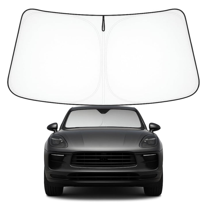 Proadsy front-fit on Macan windshield showing full coverage and protection
