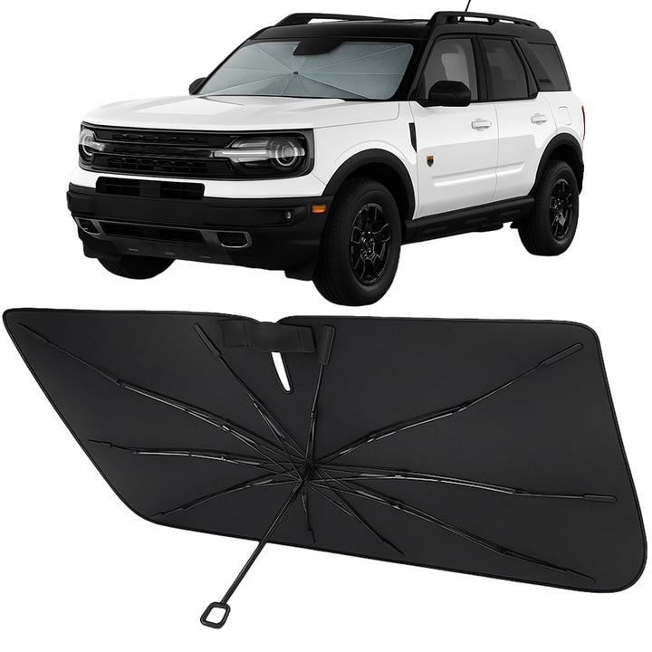 Proadsy front installed in Bronco Sport showing full windshield coverage and cooling benefit