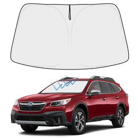 Proadsy front view showing custom-fit Outback coverage and quick installation benefit