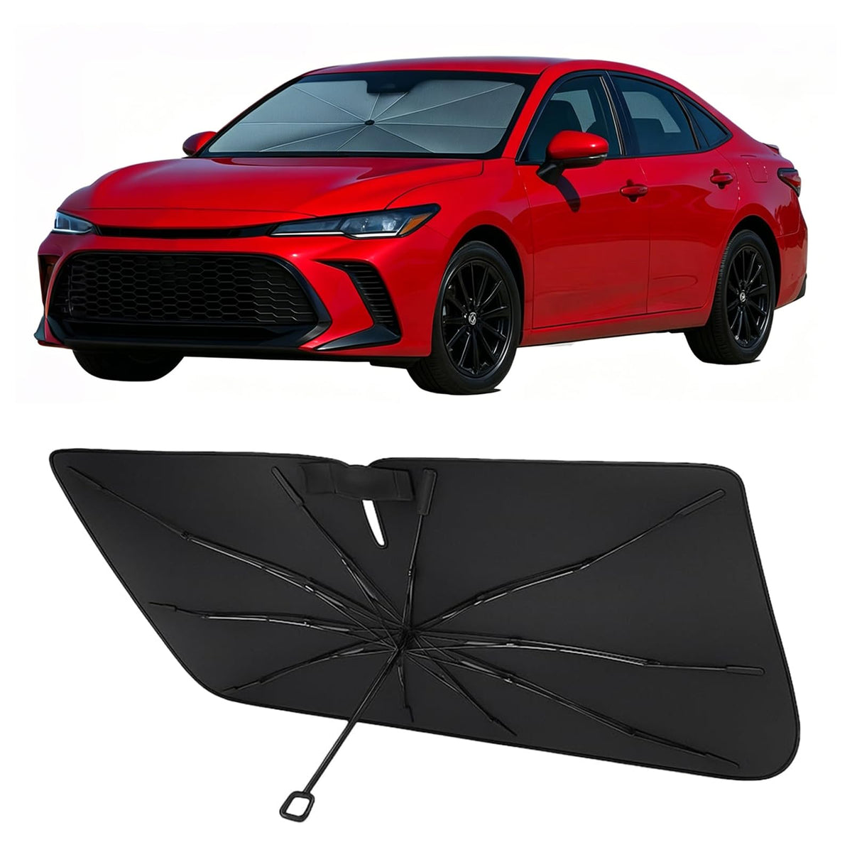 Proadsy front view of packaged Camry-specific shade showing fit and protection
