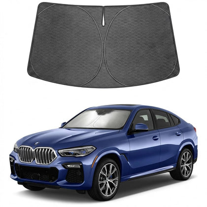 Proadsy front view on BMW X6 showing full windshield coverage and cool cabin benefit