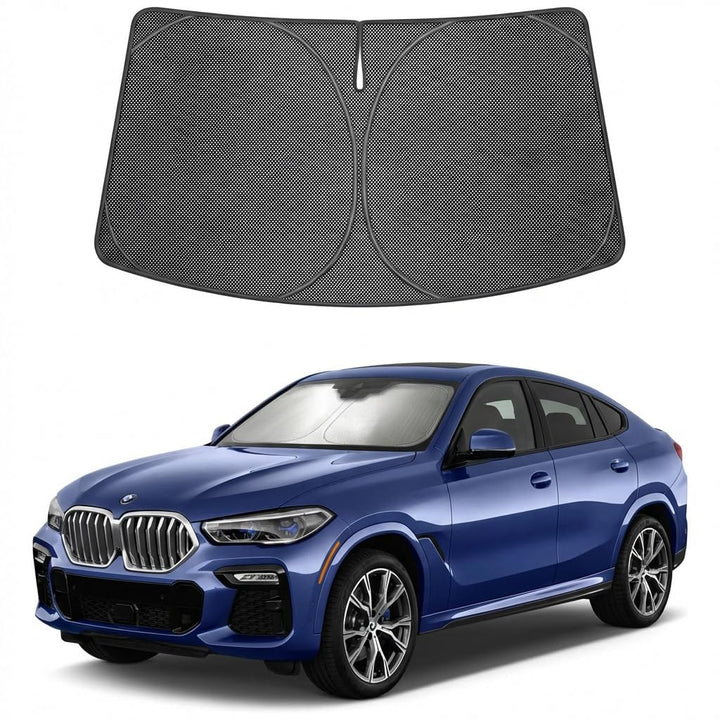 Proadsy front view on BMW X6 showing full windshield coverage and cool cabin benefit