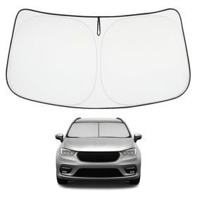 Proadsy front view on Pacifica windshield showing full coverage and sun reflection benefit