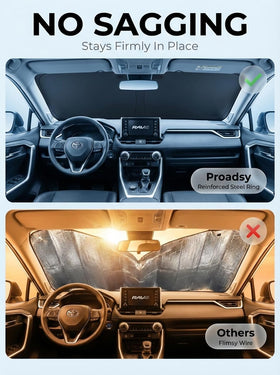 Proadsy lifestyle image parked Subaru Ascent with shade keeping interior cool
