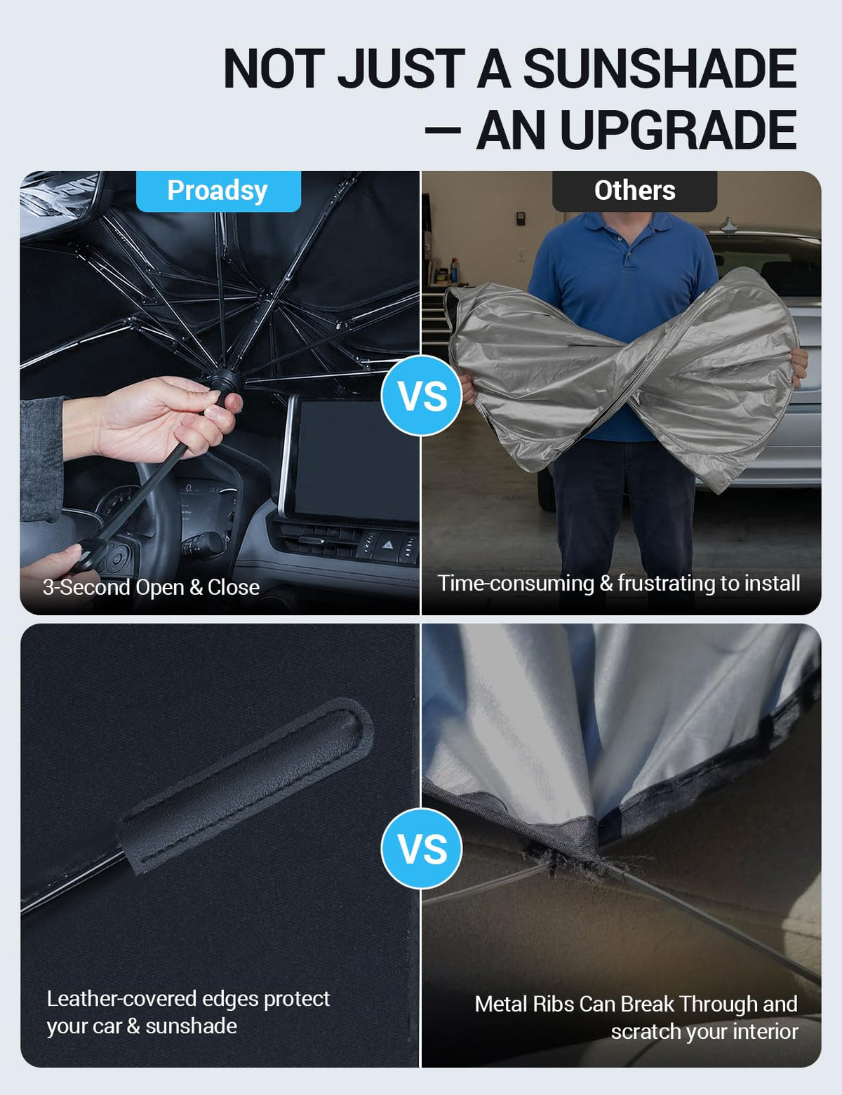 Proadsy 10-rib umbrella frame detail offering durable long-lasting support