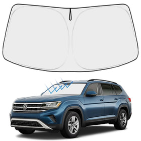 Proadsy front-fit shade showing tailored fit for Volkswagen Atlas keeps cabin cooler