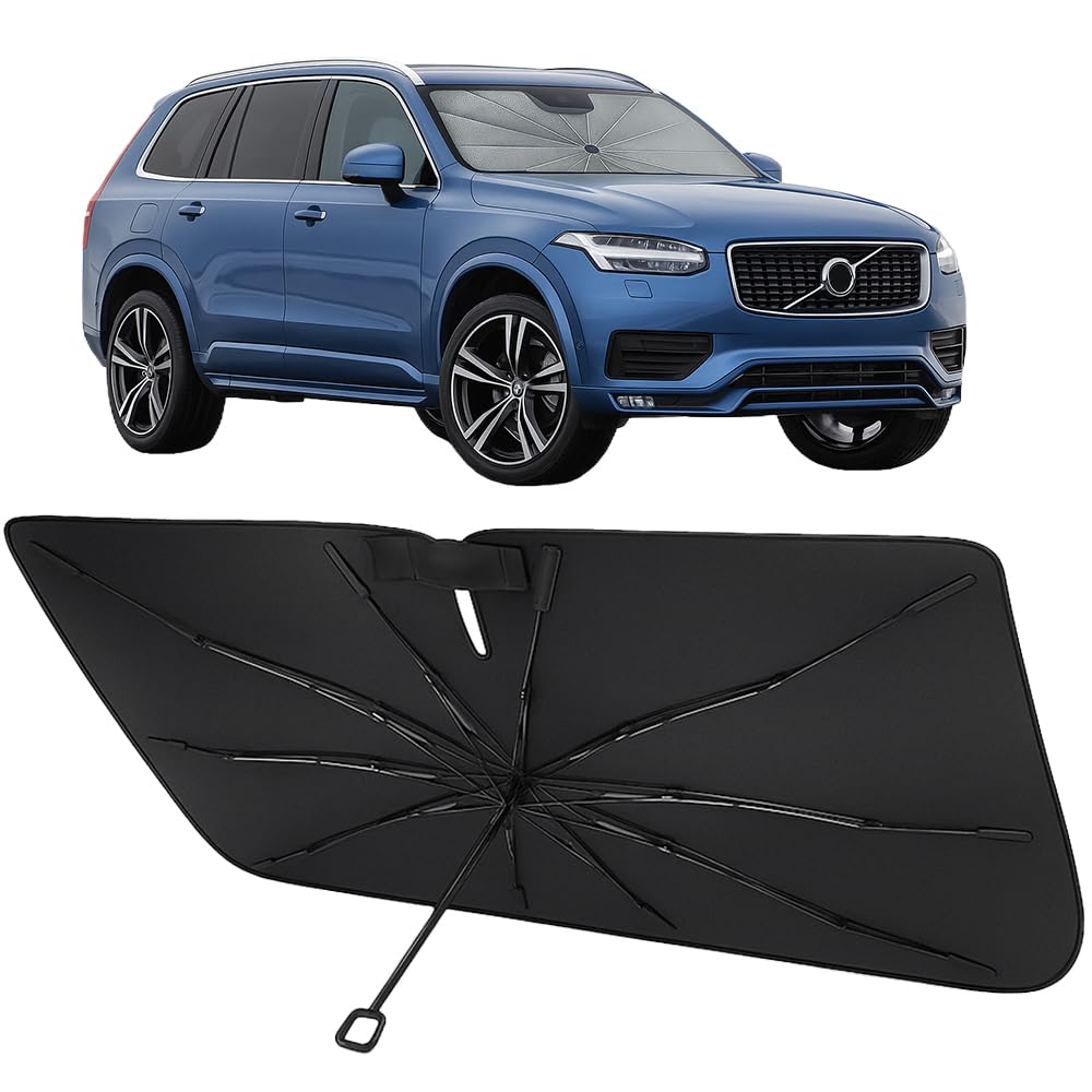 Proadsy front view on XC90 showing full windshield coverage and quick protection