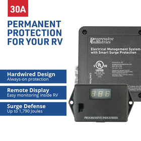 Progressive Industries close-up of integrated display with LEDs providing easy fault diagnosis