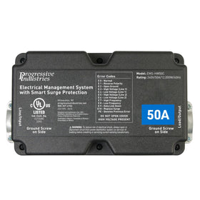 Progressive Industries EMS-HW50C front view showing rugged housing and safety benefit