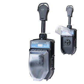 Progressive Industries EMS-PT50X front view showing housing and handle protecting RV power