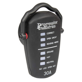 Progressive Industries RRT-30 close-up of indicator lights for clear wiring results