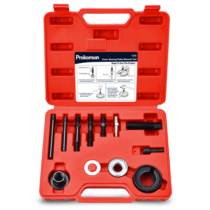 Prokomon front of kit showing organized components for fast pulley repairs