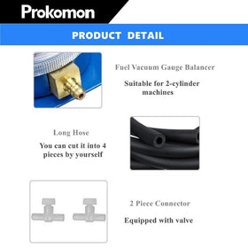 Prokomon complete package contents showing gauges, hoses, connectors and screwdriver for setup