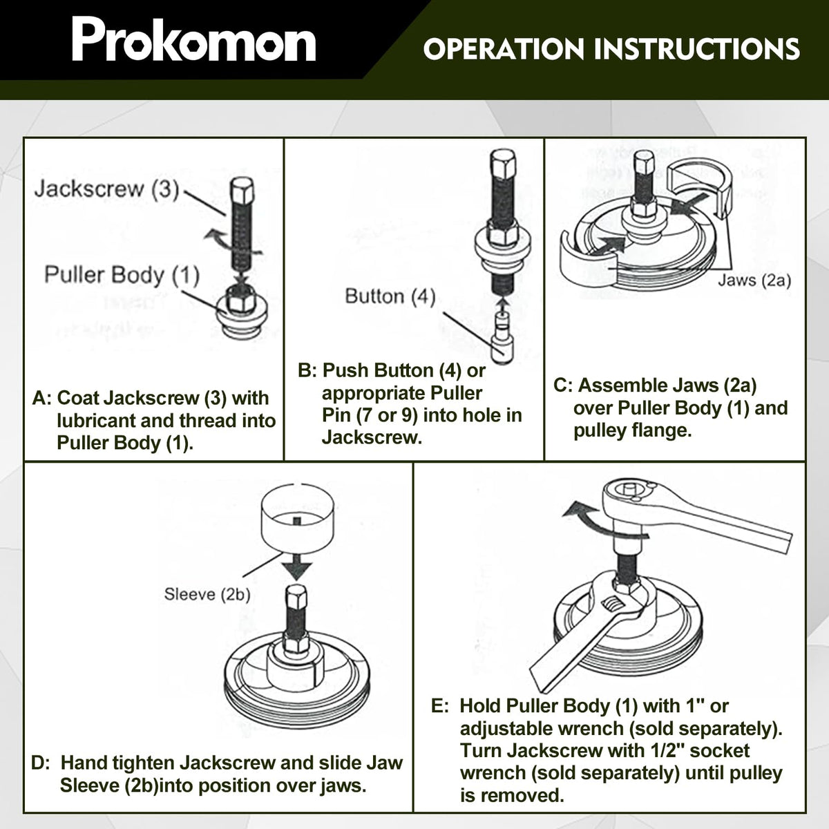 Prokomon packaging and included parts label showing clear contents list