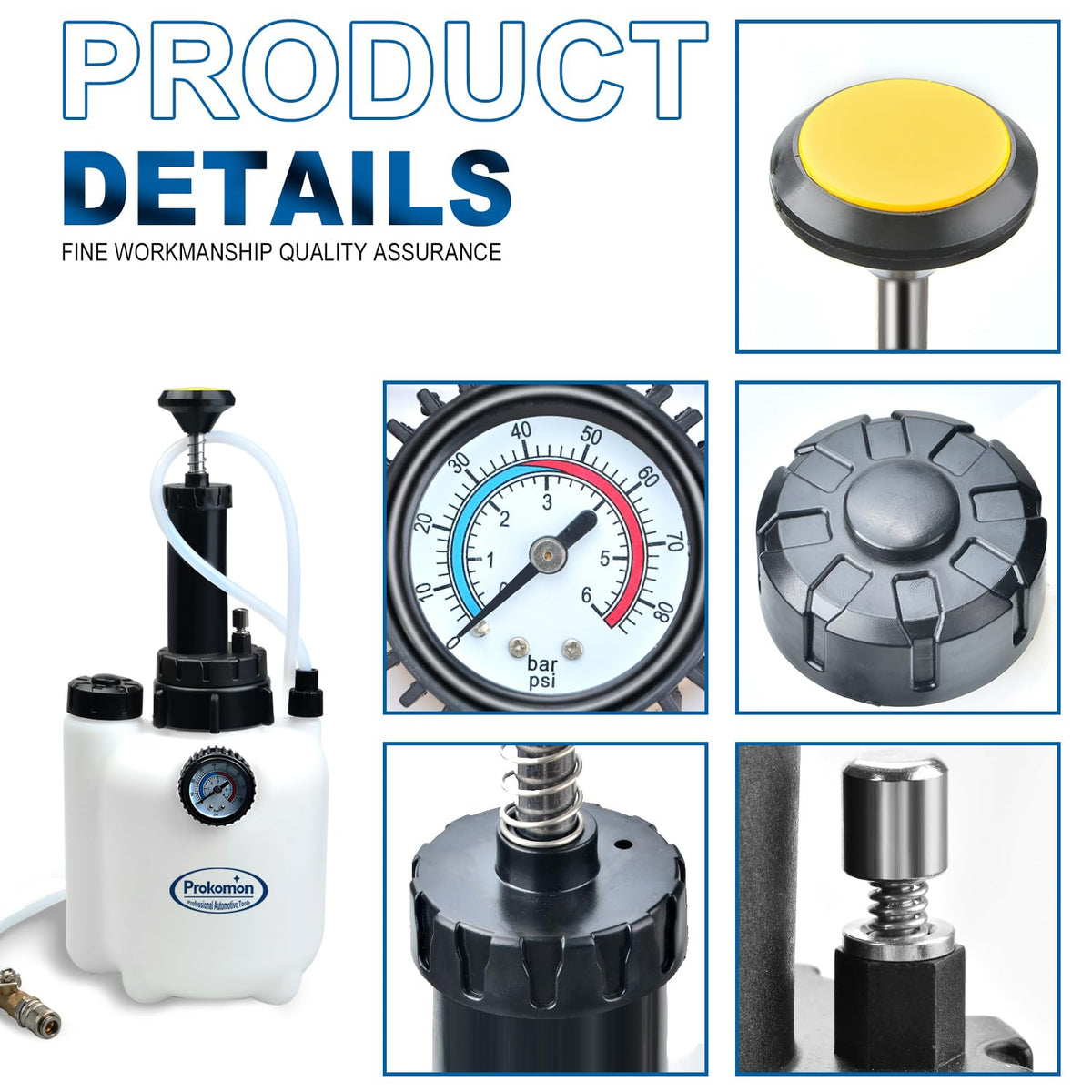 Prokomon pressure gauge closeup displaying safe transfer pressure monitoring