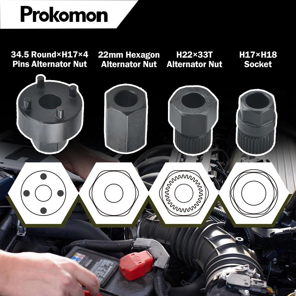 Prokomon pulley removal inside an engine bay demonstrating on-vehicle usability
