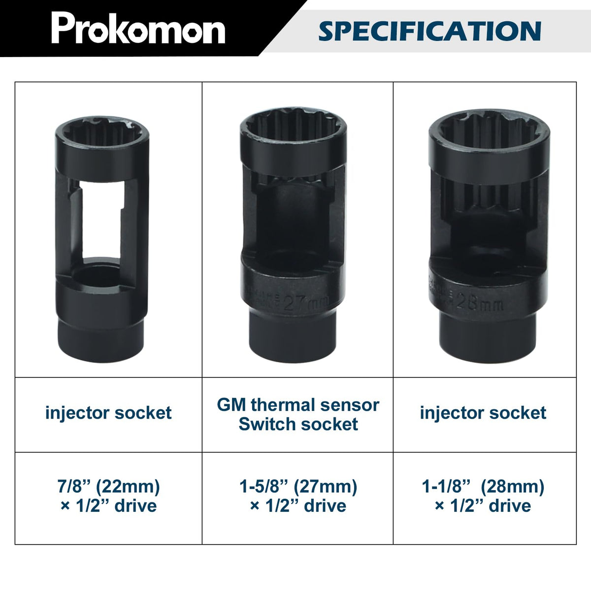 Prokomon socket 6-point head detail offering secure grip and reduced rounding