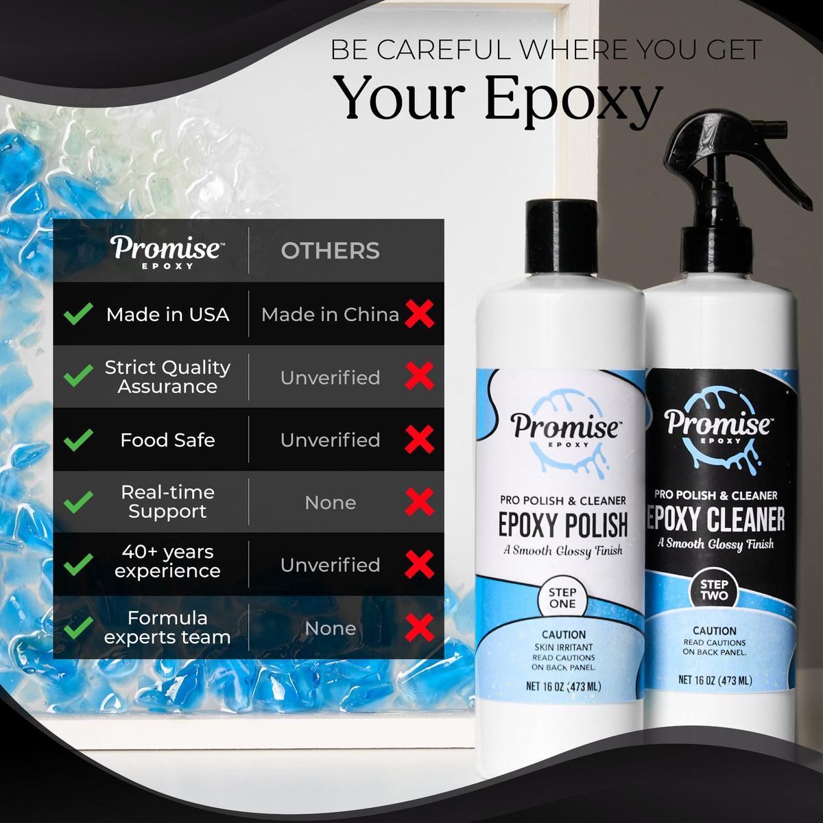 Promise Epoxy polish close-up texture illustrating compound consistency and smooth finish